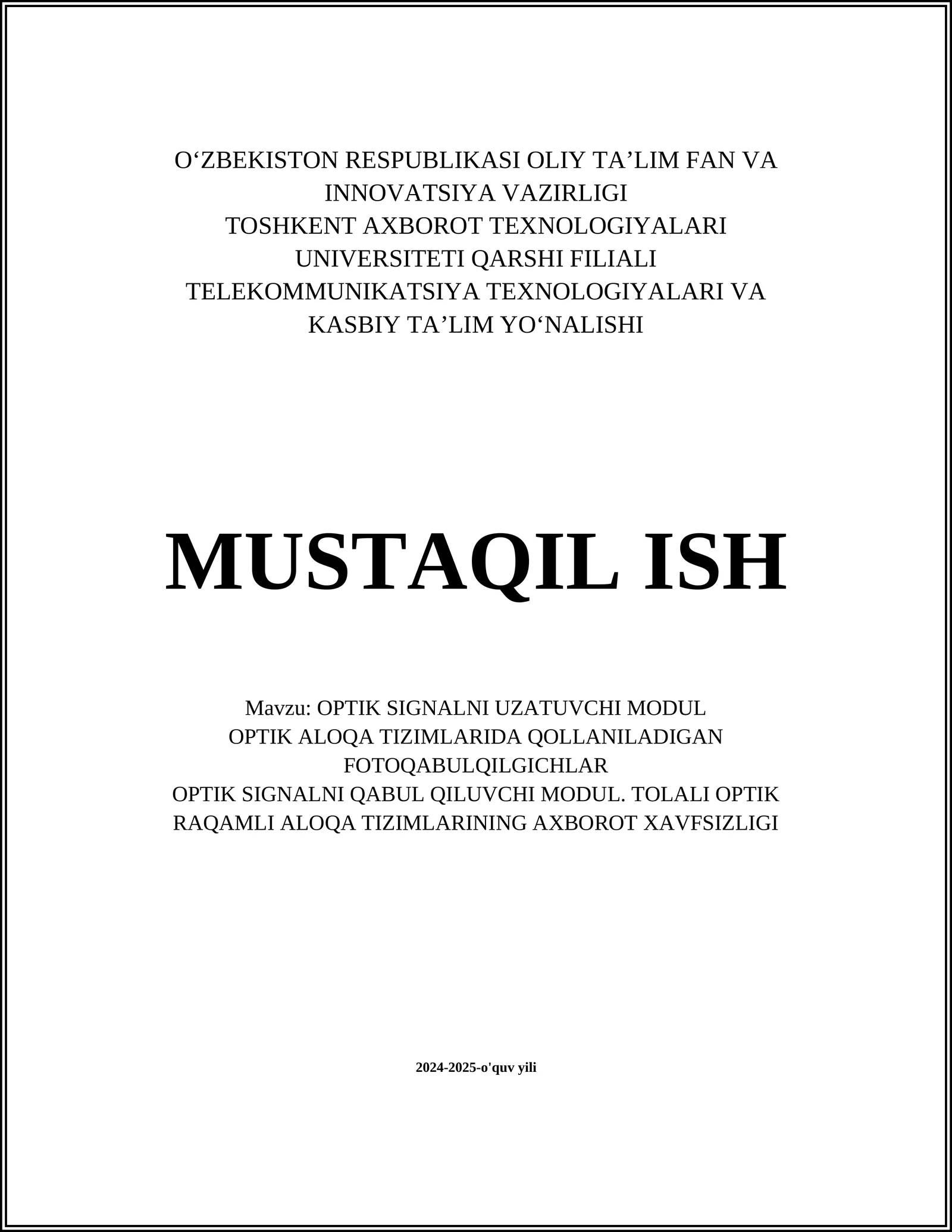 OPTIK SIGNALNI UZATUVCHI MODUL