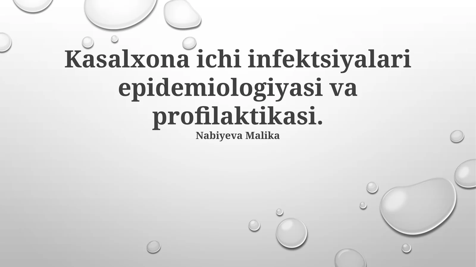 Kasalxona ichi infektsiyalari epidemiologiyasi va profilaktikasi
