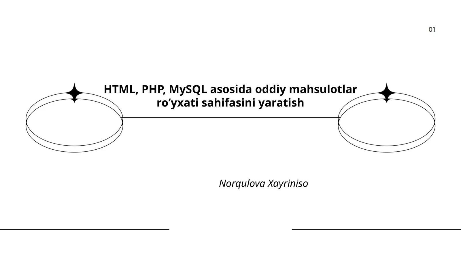 HTML, PHP, MySQL asosida oddiy mahsulotlar roʻyxati sahifasini yaratish