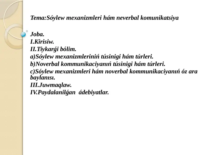 Sóylew mexanizmleri hám neverbal komunikatsiya