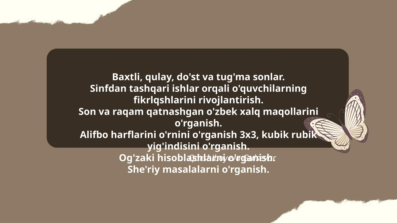 Fikrlarini Rivojlantirish Uchun Sinfdan Tashqari Ishlar