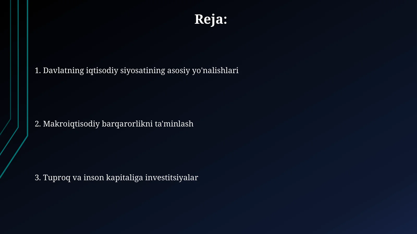Davlatning iqtisodiy siyosatining asosiy yo'nalishlari