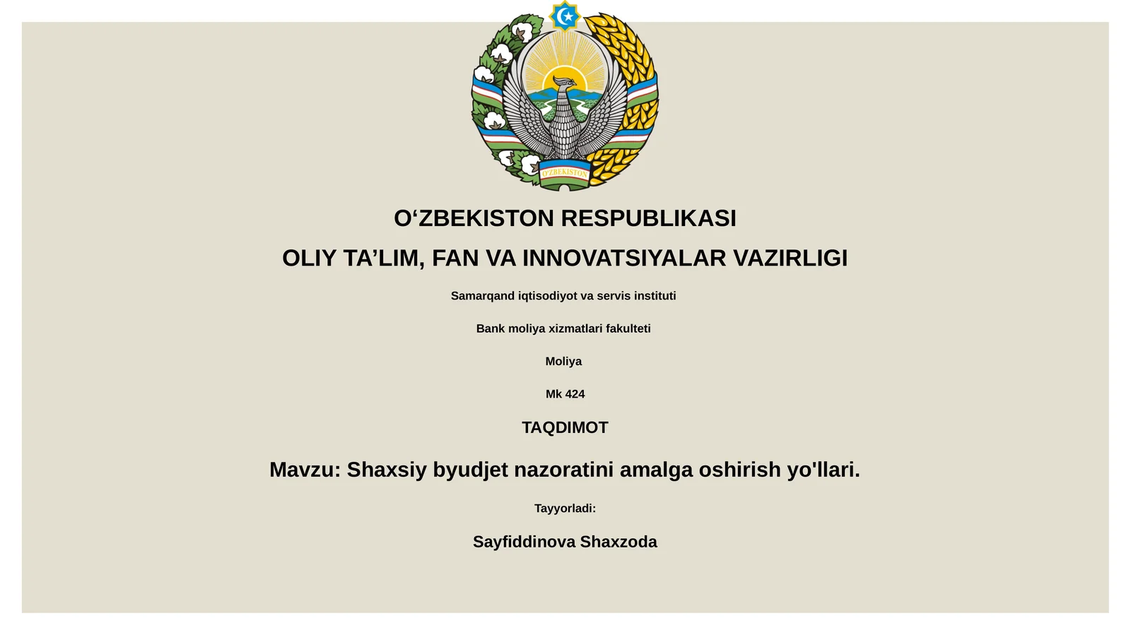 Shaxsiy byudjet nazoratini amalga oshirish yo'llari
