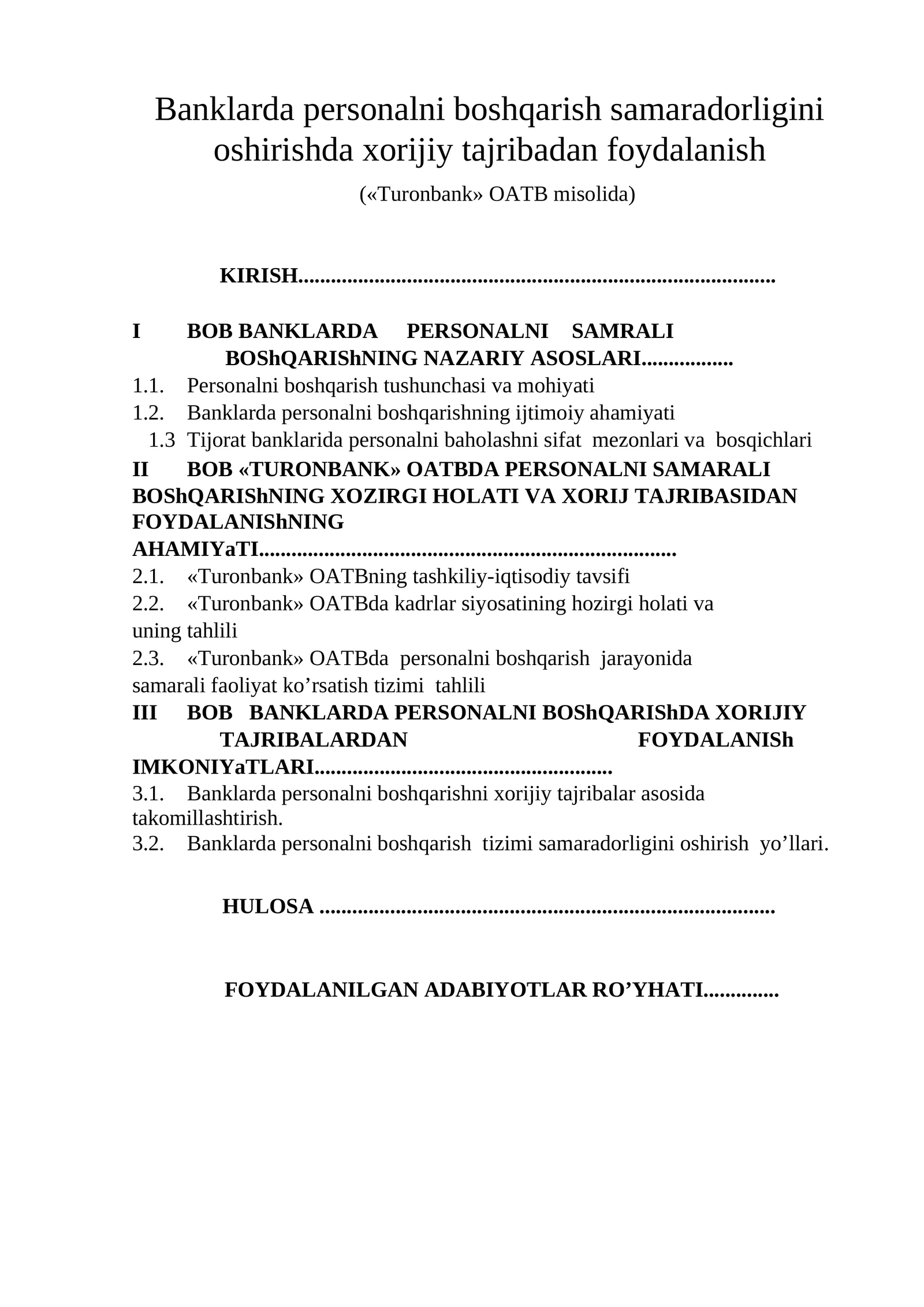 Turonbank OATBida Personalni Samarali Boshqarish