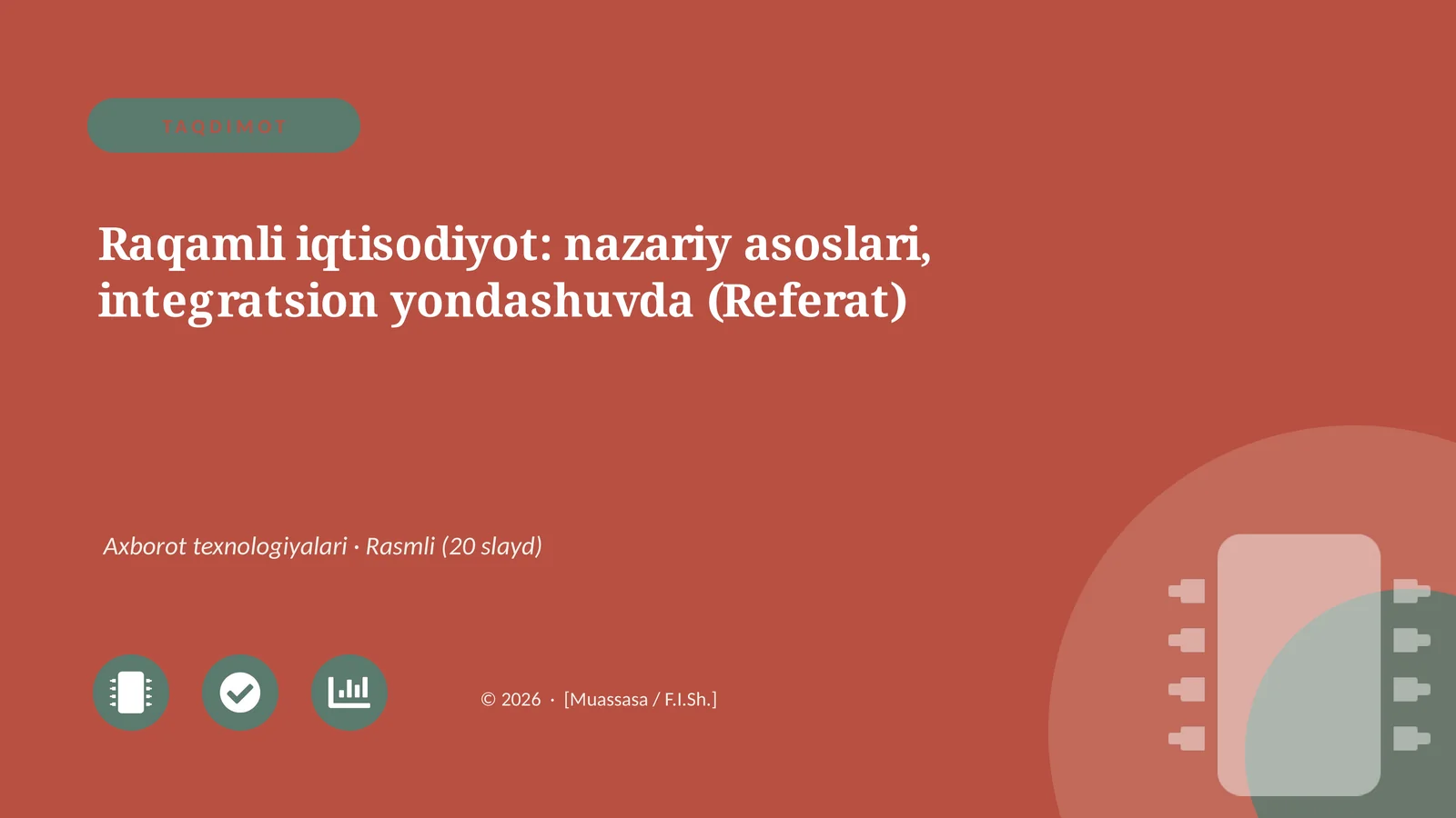 Raqamli iqtisodiyot: nazariy asoslari, integratsion yondashuvda (Referat)