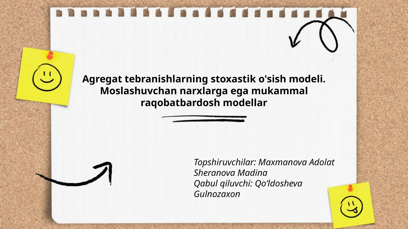 Agregat tebranishlarning stoxastik o'sish modeli