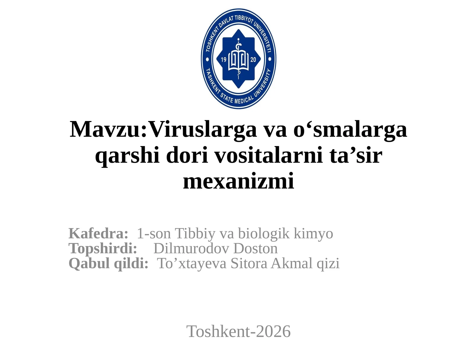 Viruslargavao‘smalargaqarshidorivositalarnita’sirmexanizmi
