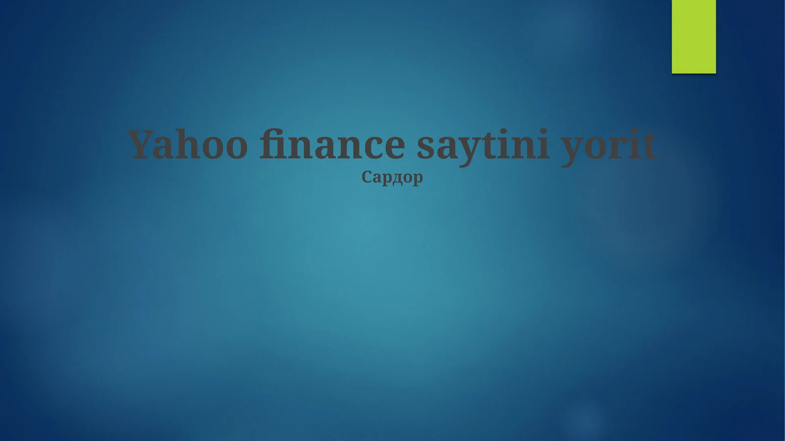 Yahoo finance saytini yorit