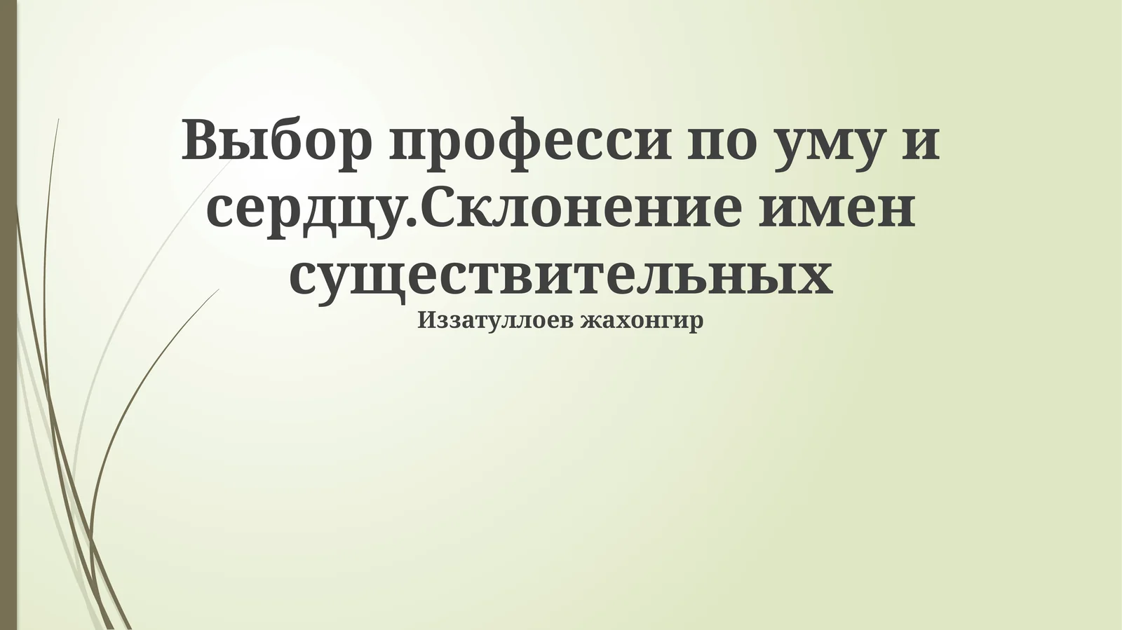 Выбор професси по уму и сердцу.Склонение имен существительных