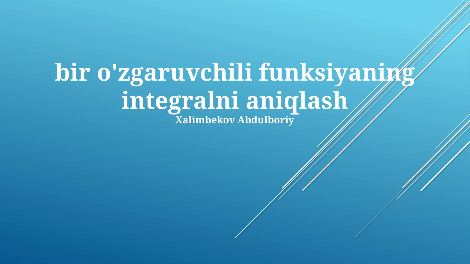 Integral tushunchasi