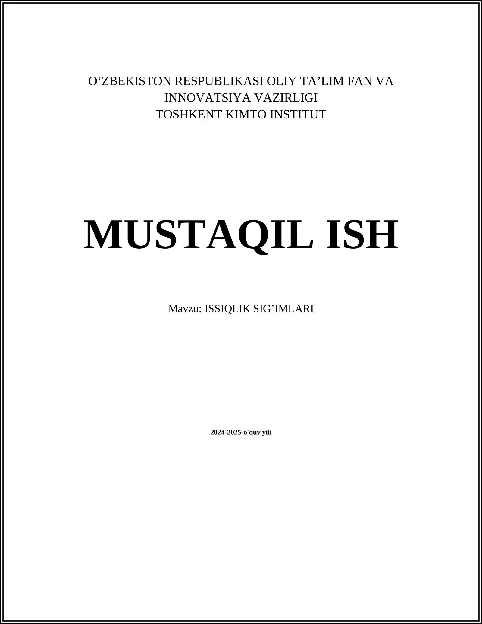 ISSIQLIK SIG’IMLARI