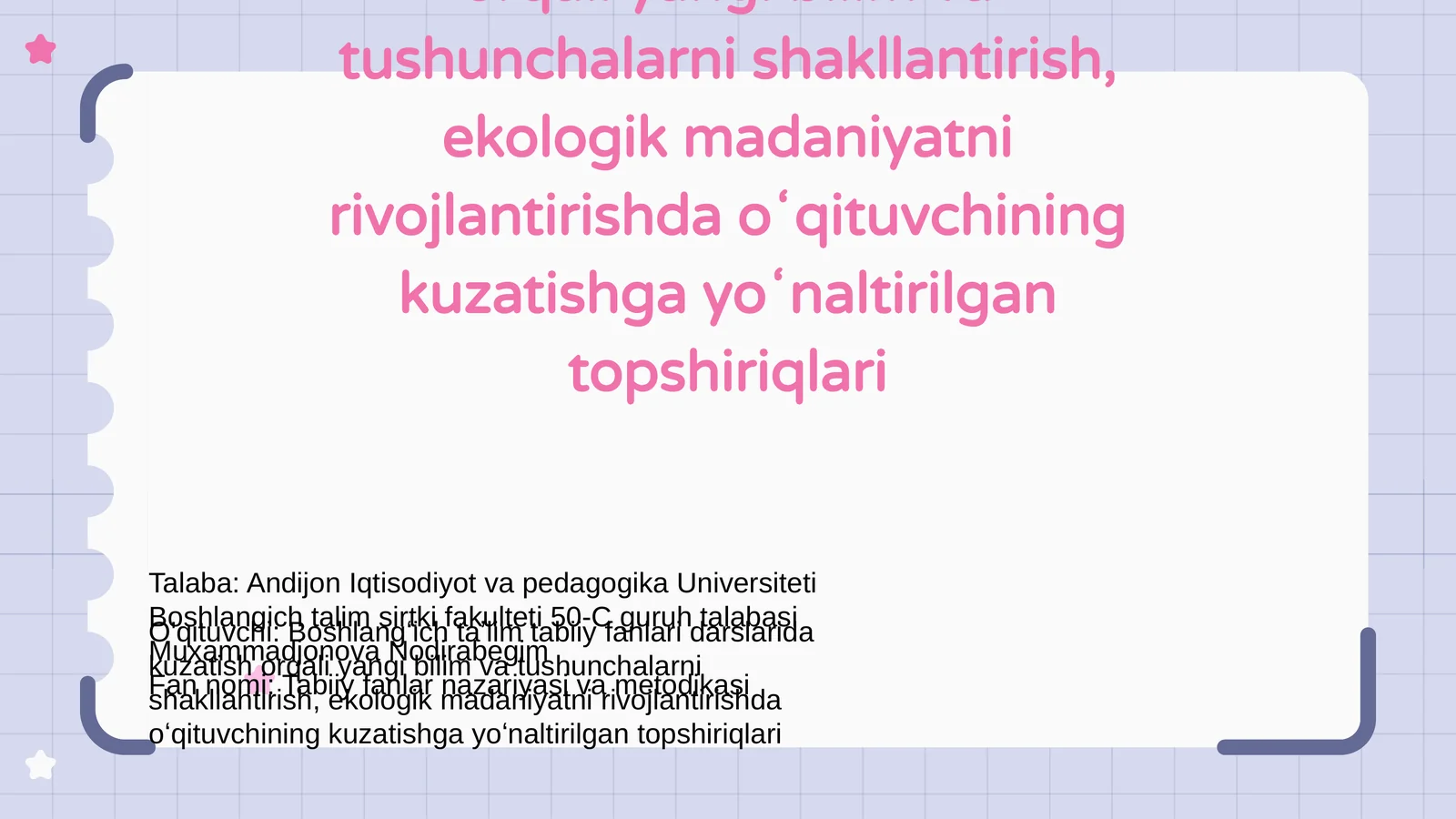 Tabiiy fanlar nazariyasi va metodikasi