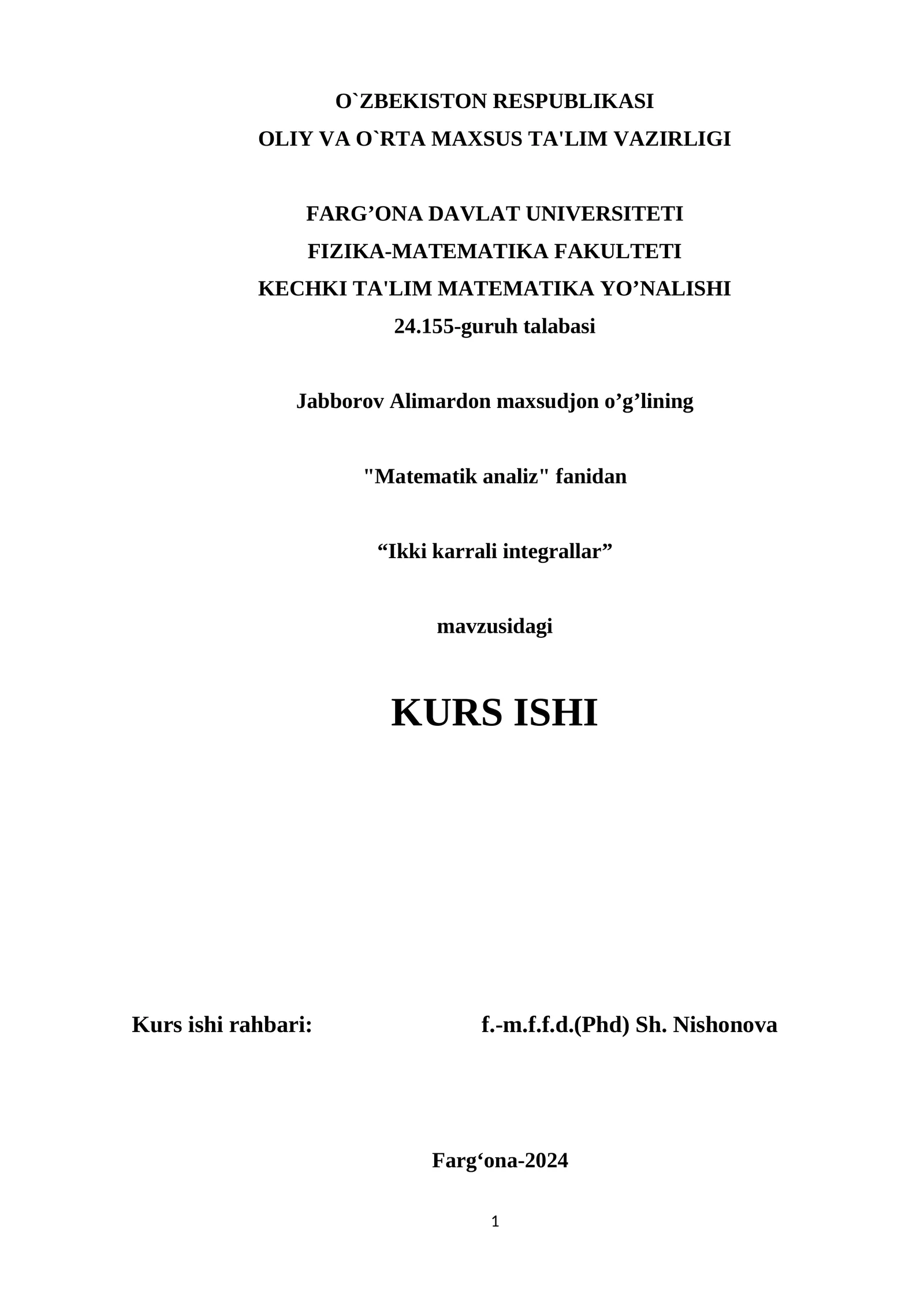 Ikki karrali integrallar