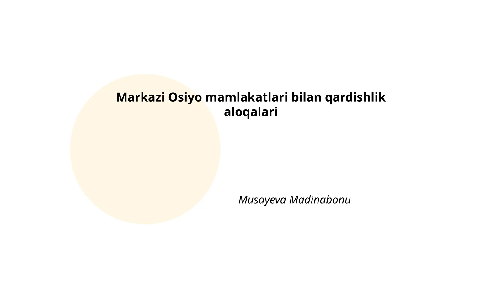 Markazi Osiyo mamlakatlari bilan qardishlik aloqalari