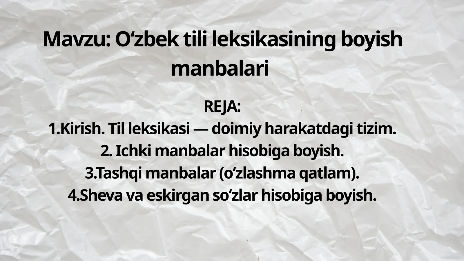 O‘zbek tili leksikasining boyish manbalari