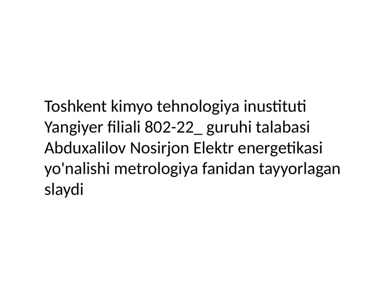 Slayd: Standartlash to'g'risidagi O'zbekiston Respublikasi qonuni