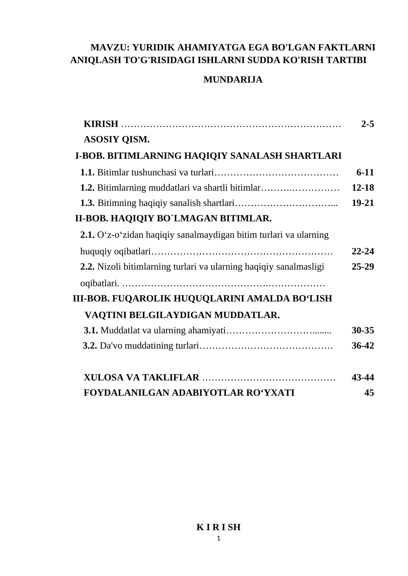 YURIDIK AHAMIYATGA EGA BO'LGAN FAKTLARNI ANIQLASH TO'G'RISIDAGI ISHLARNI SUDDA KO'RISH TARTIBI