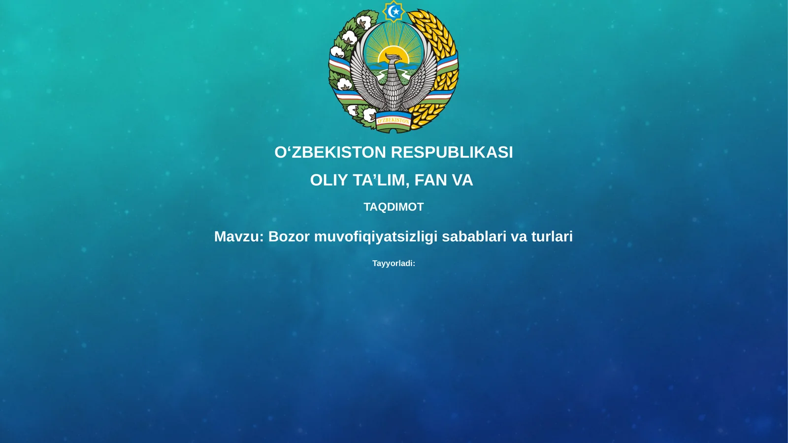 Bozormuvofiqiyatsizligisabablarivaturlari