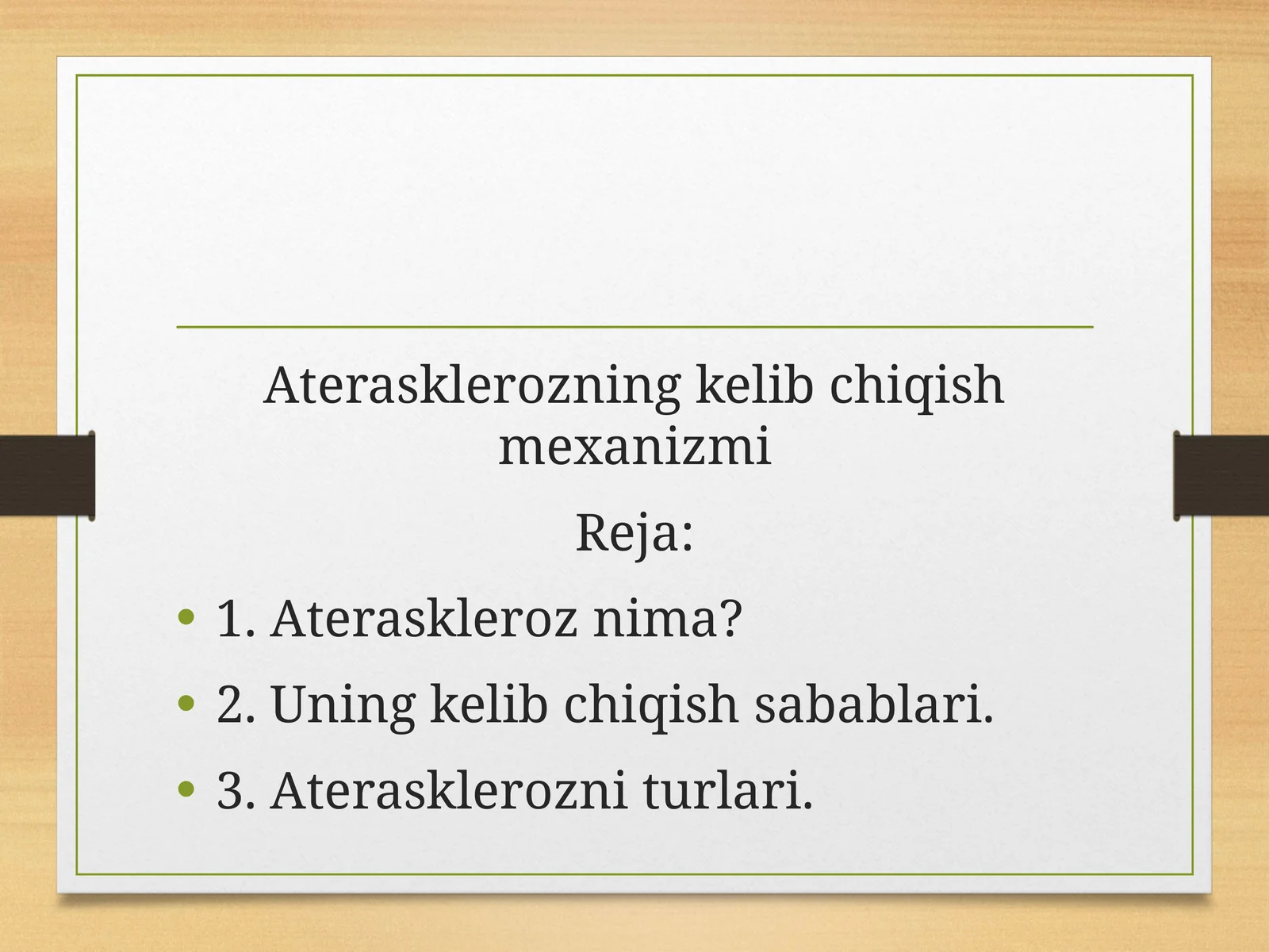 Aterasklerozning kelib chiqish mexanizmi