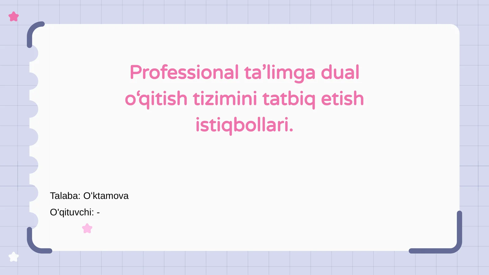 Dual ta’lim tizimini joriy etish