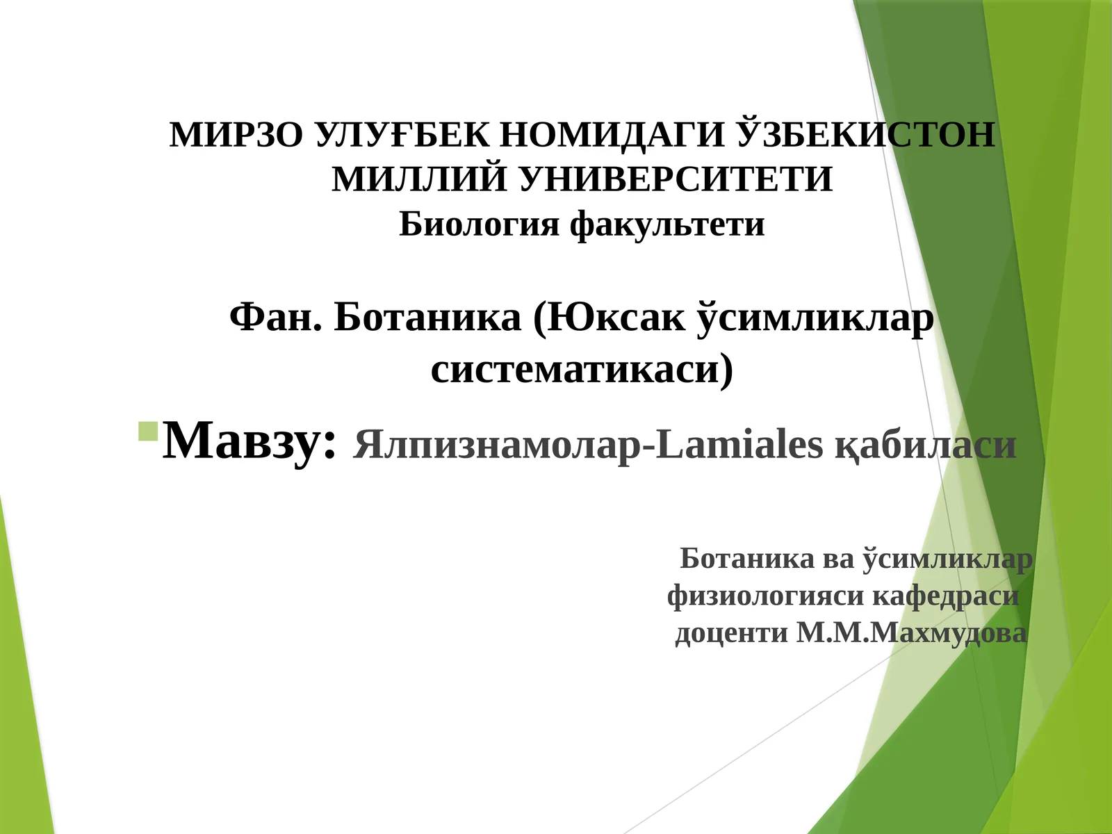 Ялпизнамолар-Lamiales қабиласи