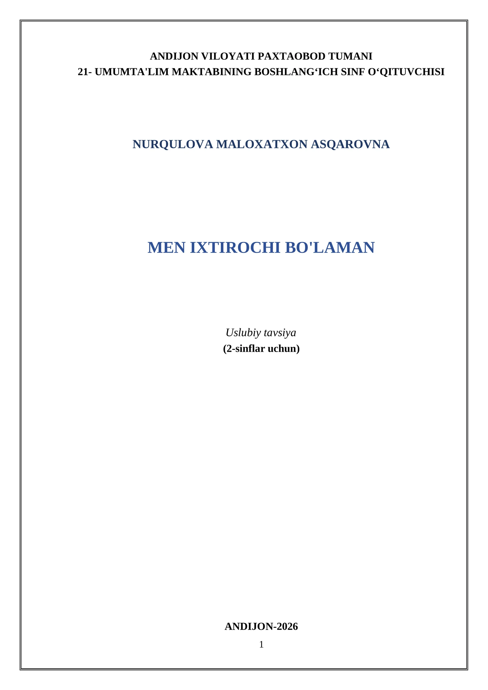 MEN IXTIROCHI BO'LAMAN