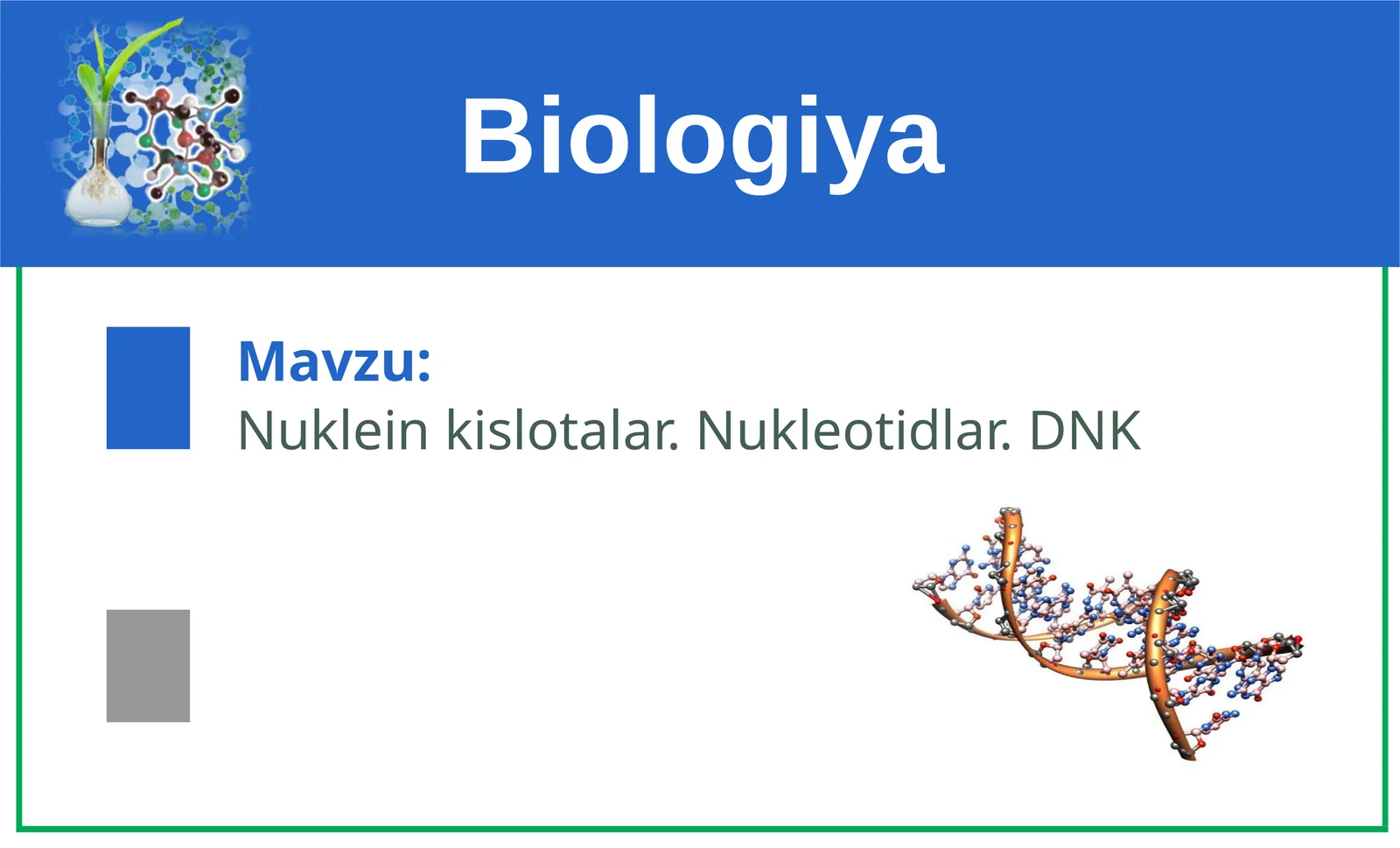 Nuklein kislotalar. Nukleotidlar. DNK