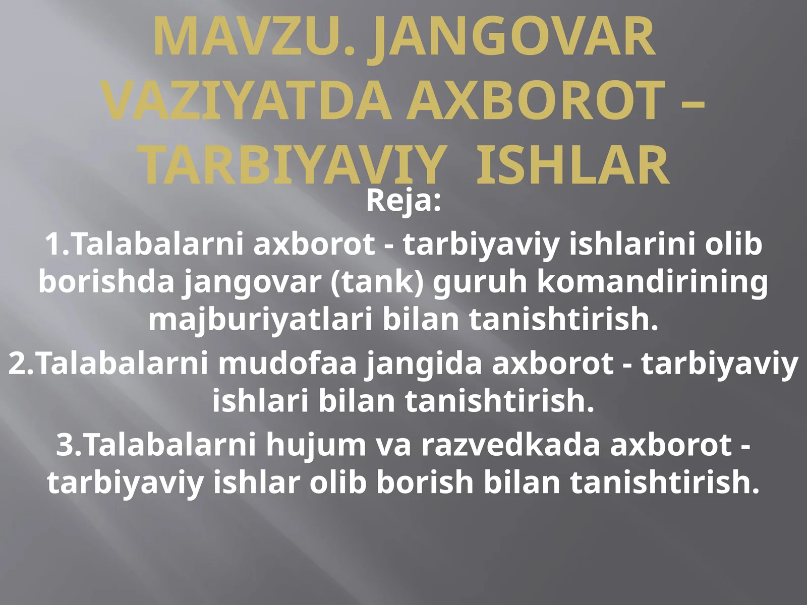 JANGOVAR VAZIYATDA AXBOROT – TARBIYAVIY ISHLAR