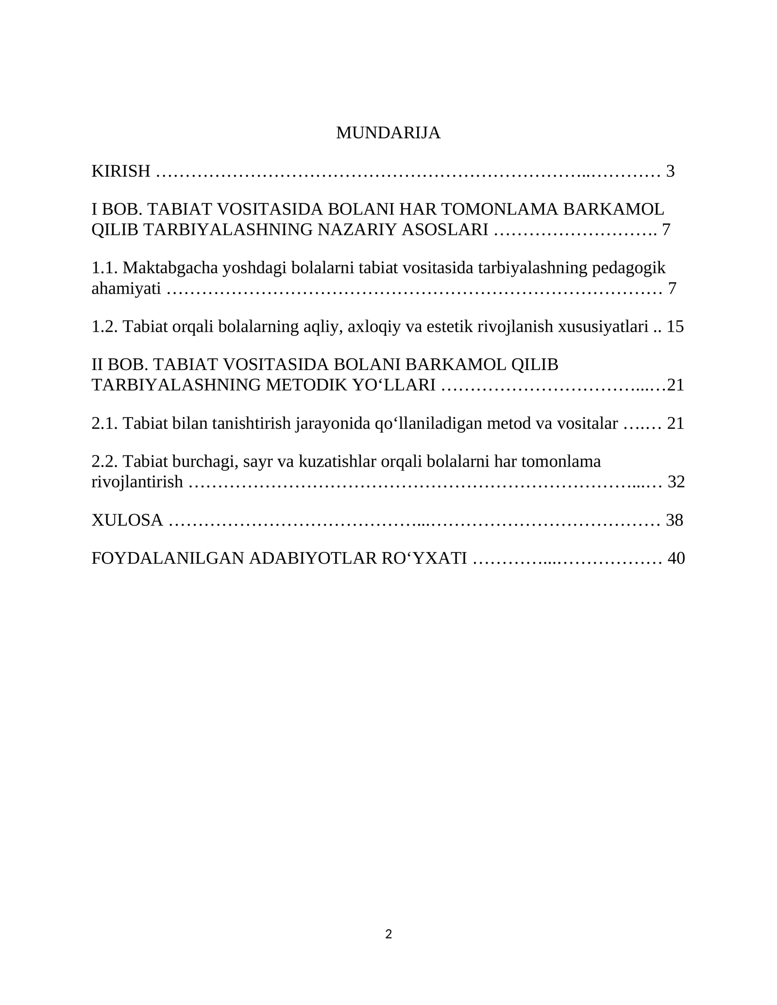 TABIAT VOSITASIDA BOLANI HAR TOMONLAMA BARKAMOL QILIB TARBIYALASHNING NAZARIY ASOSLARI VA METODIK YO‘LLARI