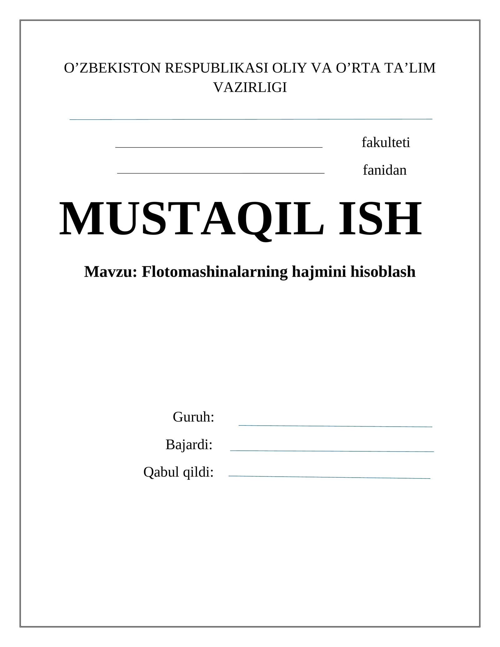 flotamashinalar hajmini hisoblash,flotatsion sxemalar