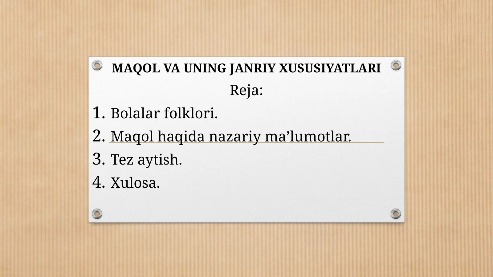 MAQOL VA UNING JANRIY XUSUSIYATLARI
