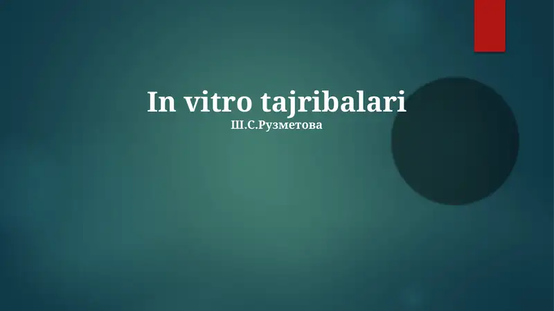 In Vitro Tajribalari