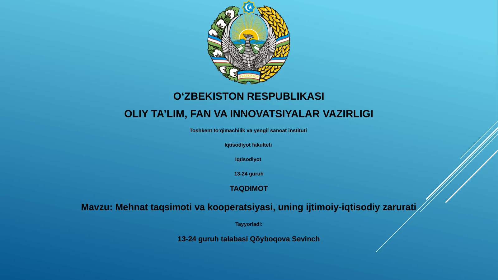 Mehnat taqsimoti va kooperatsiyasi