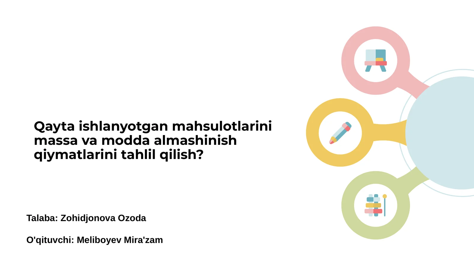 Qayta ishlanyotgan mahsulotlarini massa va modda almashinish qiymatlarini tahlil qilish