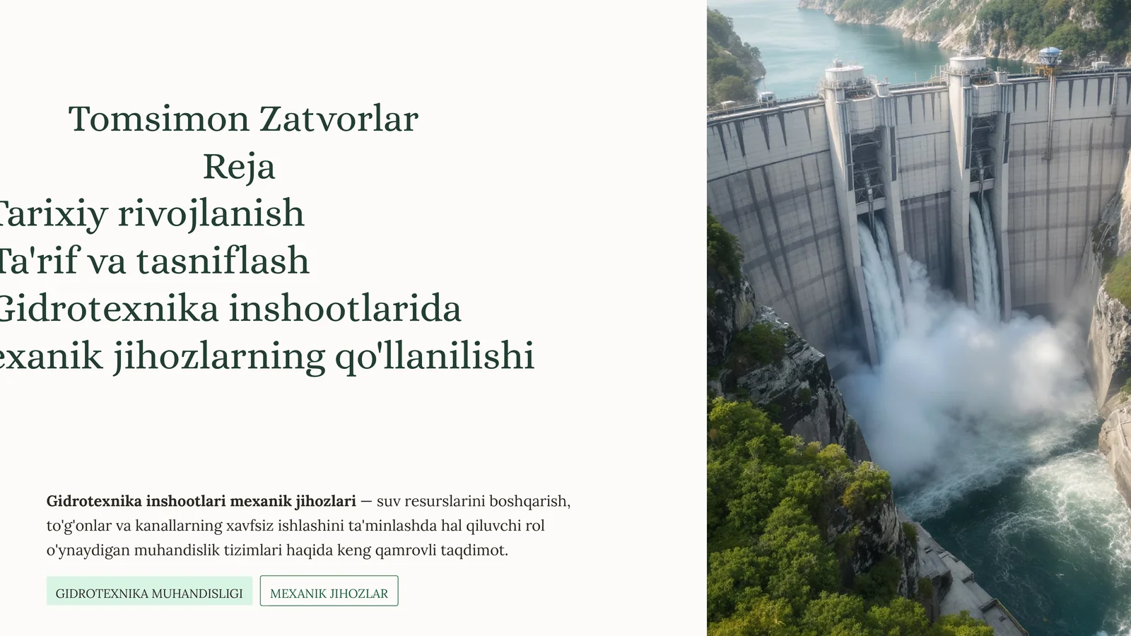 Gidrotexnika Muhandisligi Mexanik Jihozlar