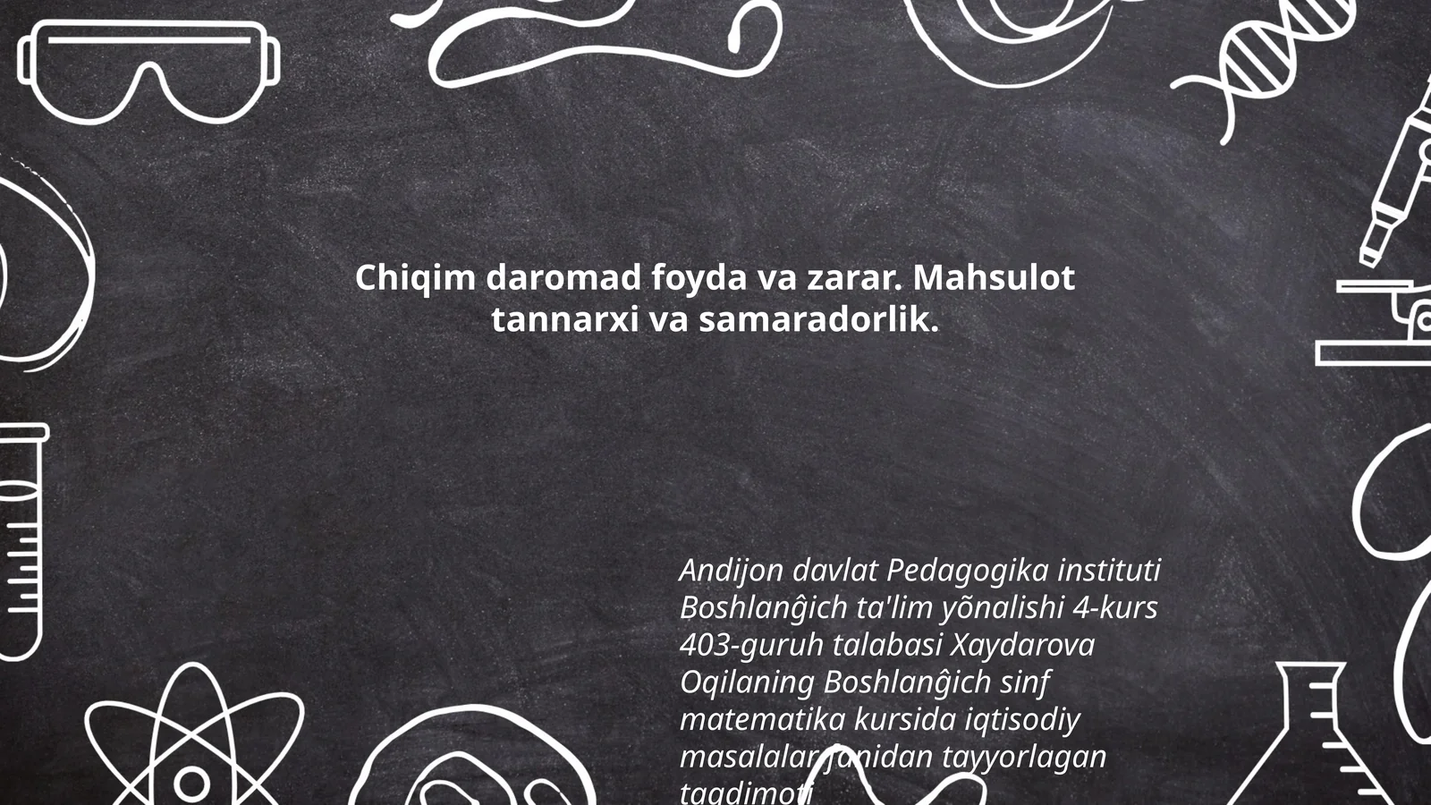 Boshlanĝich sinf matematika kursida iqtisodiy masalalar