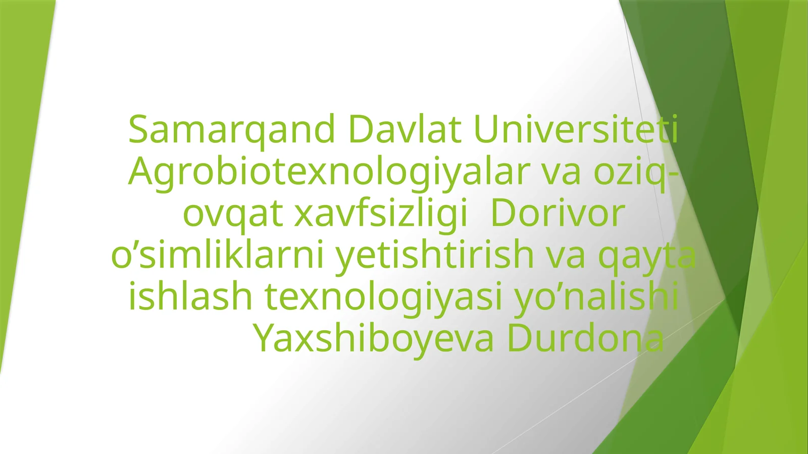 Dorivoro‘simlik xom-ashyolari yaratish texnologiyasi