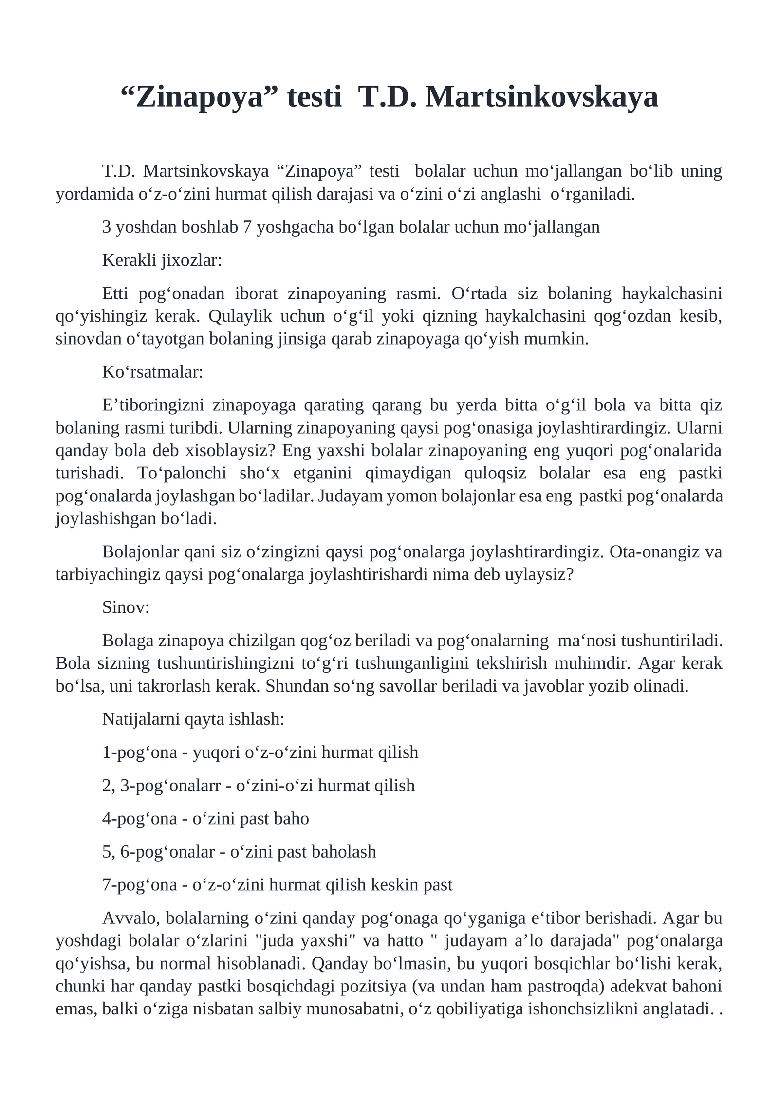 “Zinapoya” testi
