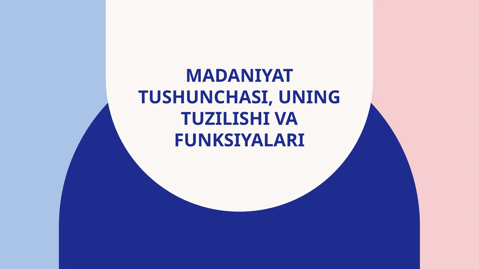 Madaniyat tushunchasi, uning tuzilishi va funksiyalari