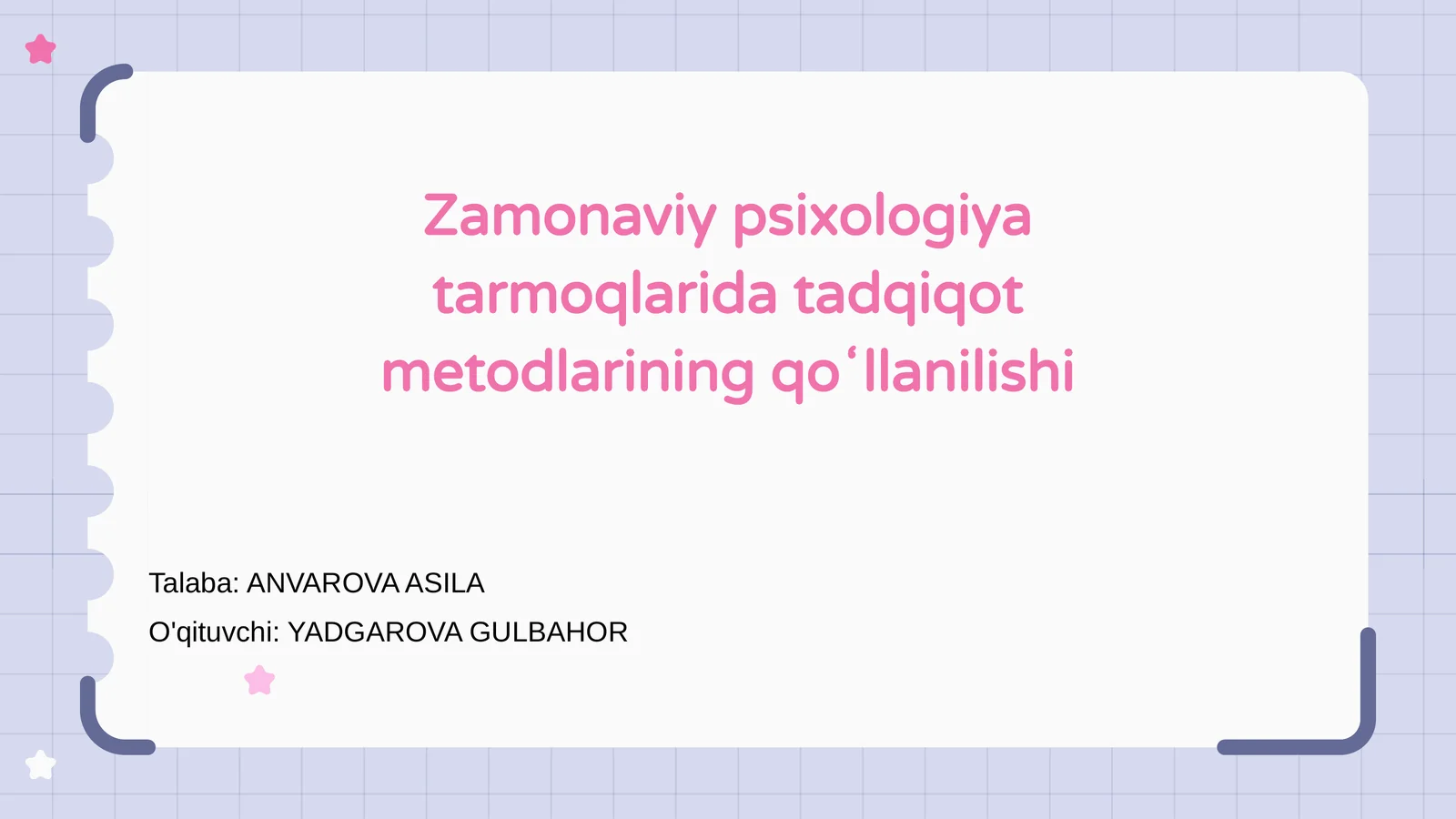 Zamonaviy psixologiyada tadqiqot metodlari