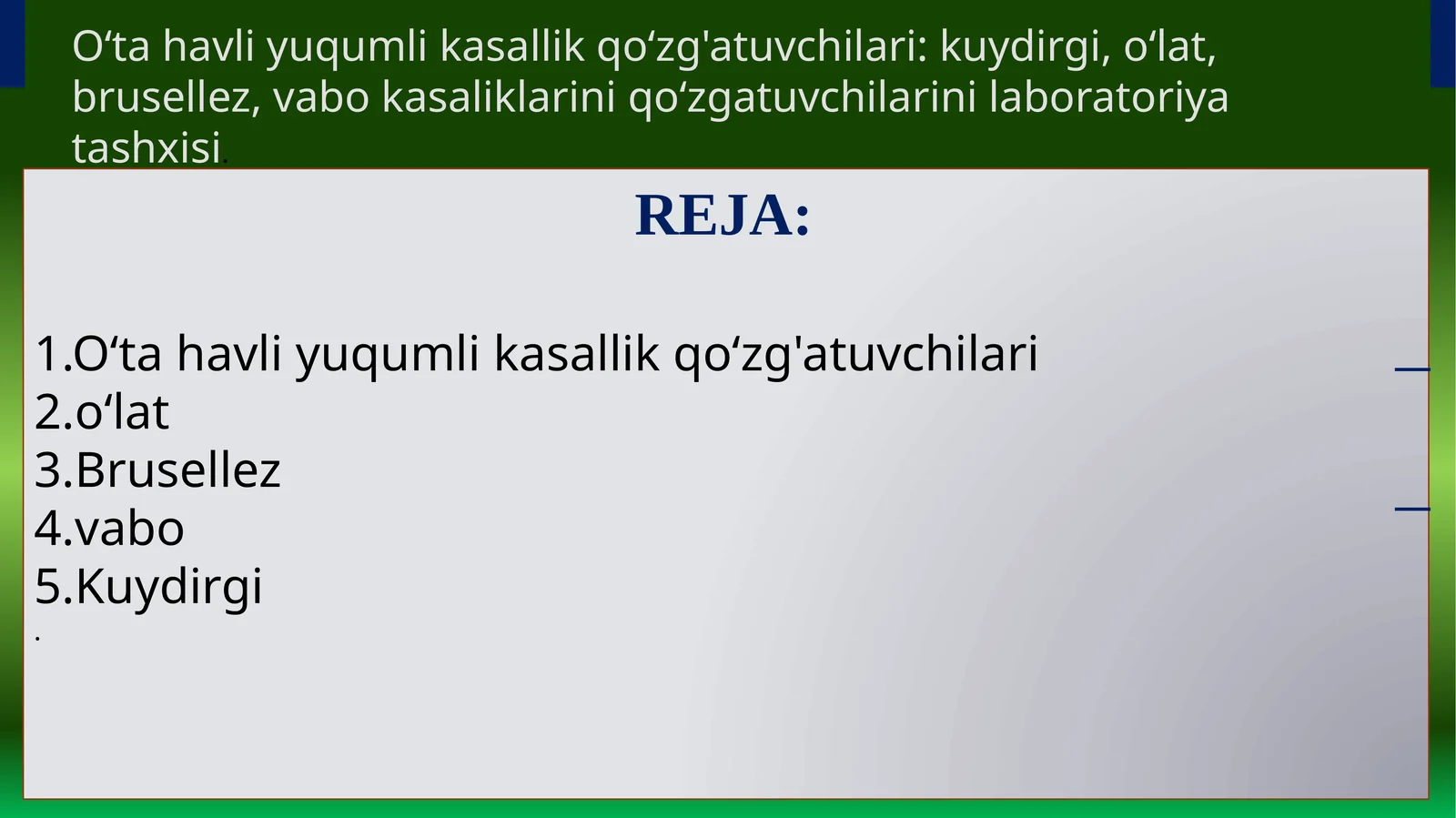 Oʻta havli yuqumli kasallik qoʻzg'atuvchilari O'lat, vabo kuydirgi brutselyoz
