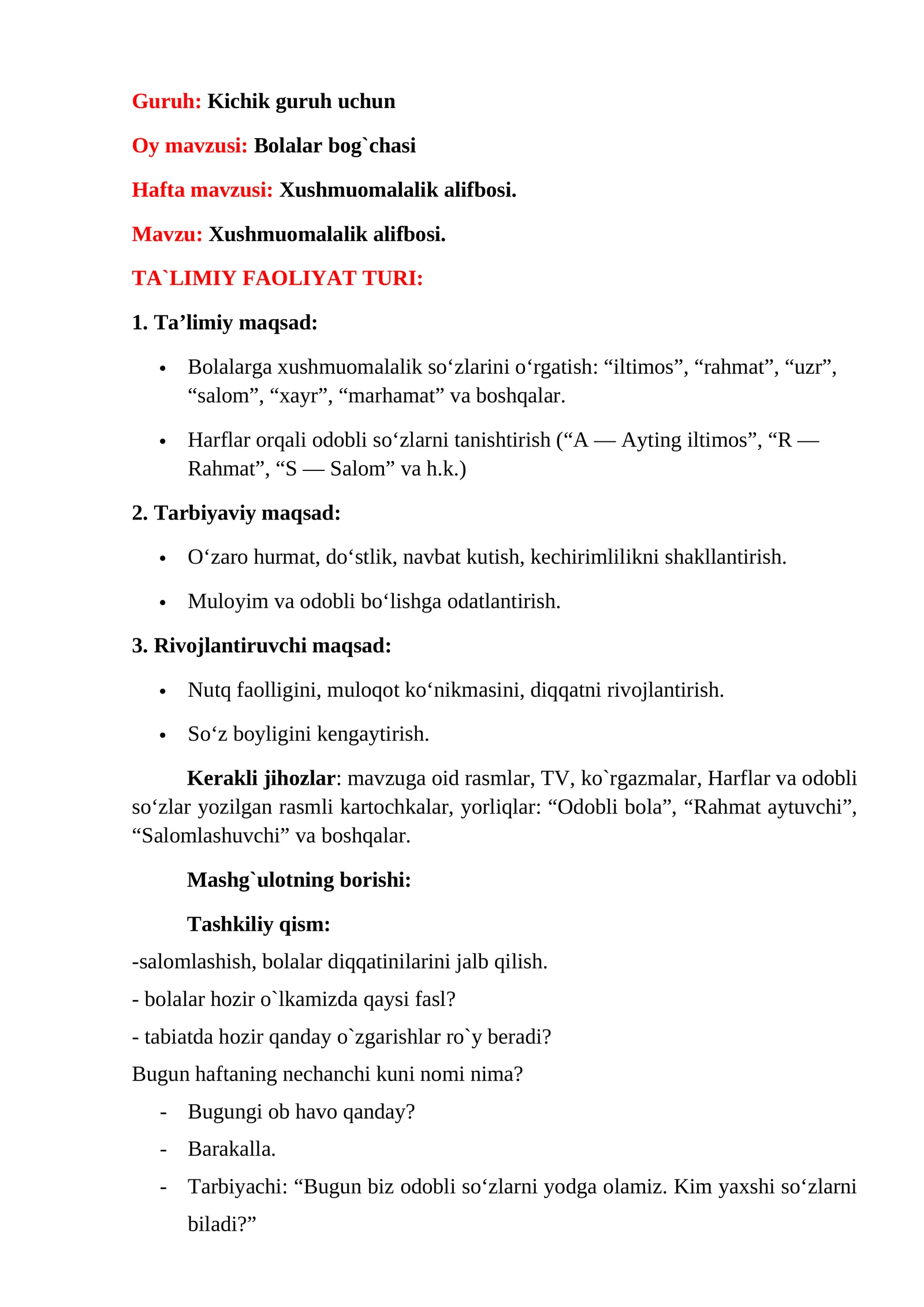 Xushmuomalalik alifbosi