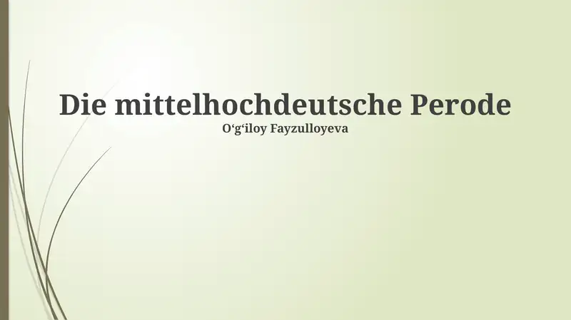 Die mittelhochdeutsche Perode