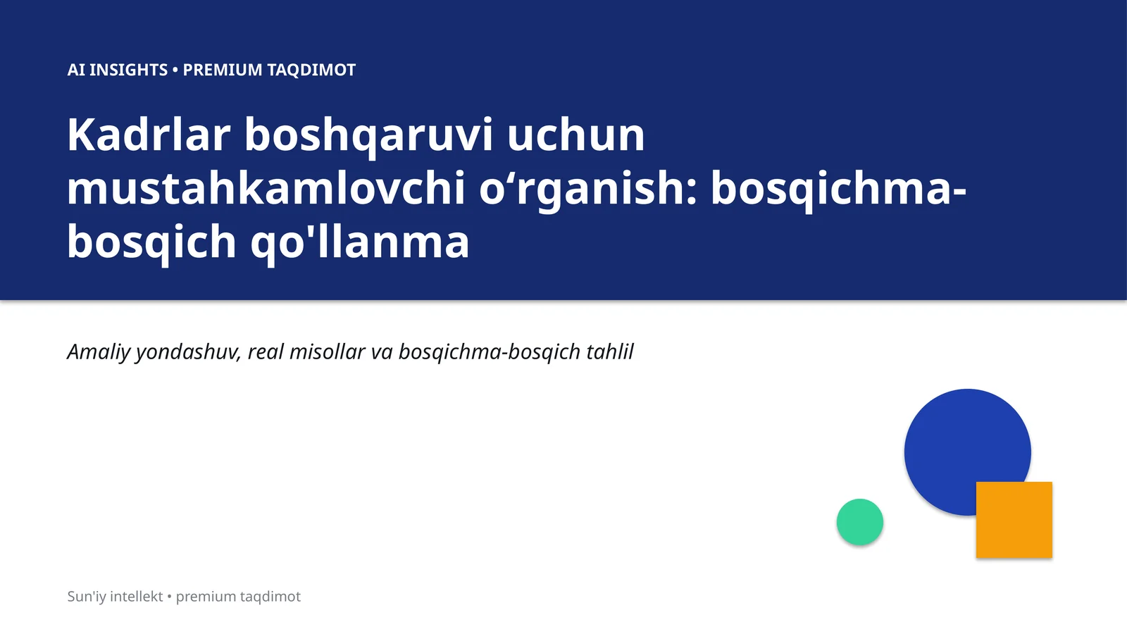 Kadrlar boshqaruvi uchun mustahkamlovchi oʻrganish: bosqichma-bosqich qo'llanma