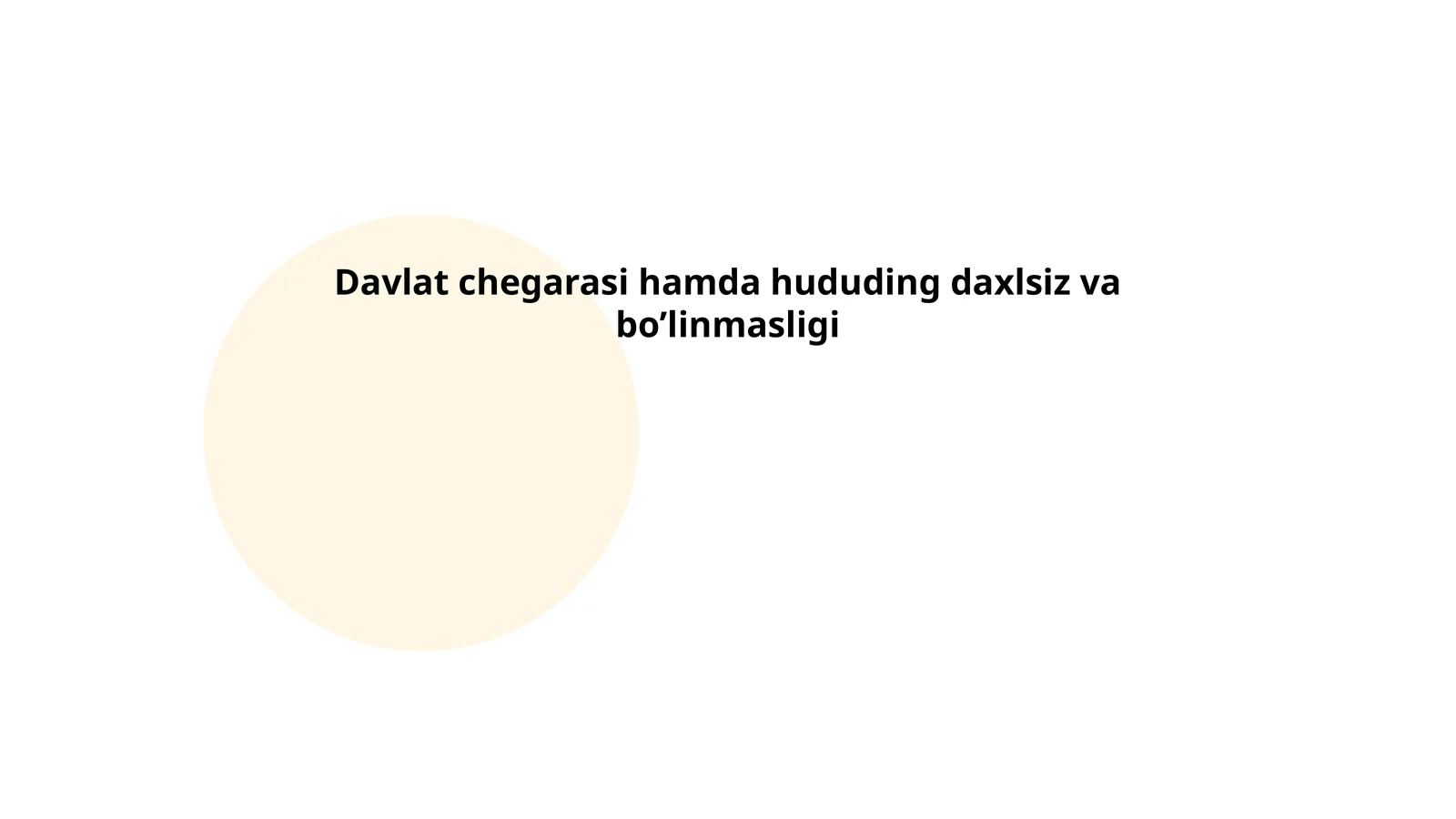 Davlat chegarasi hamda hududing daxlsiz va bo’linmasligi