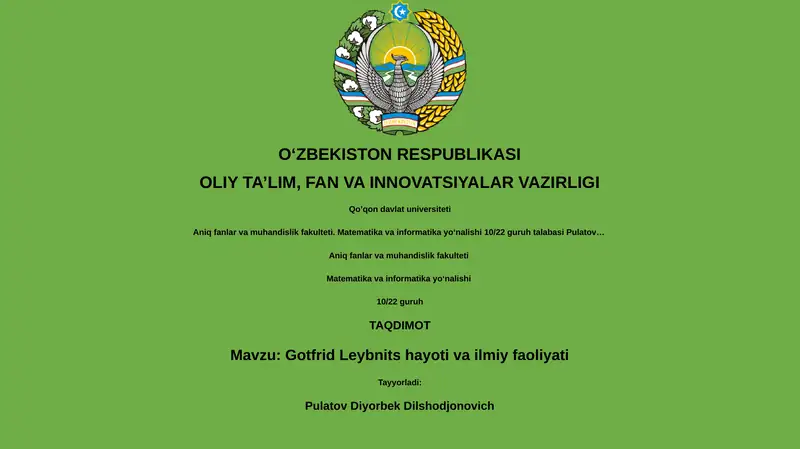 Gotfrid Leybnits hayoti va ilmiy faoliyati