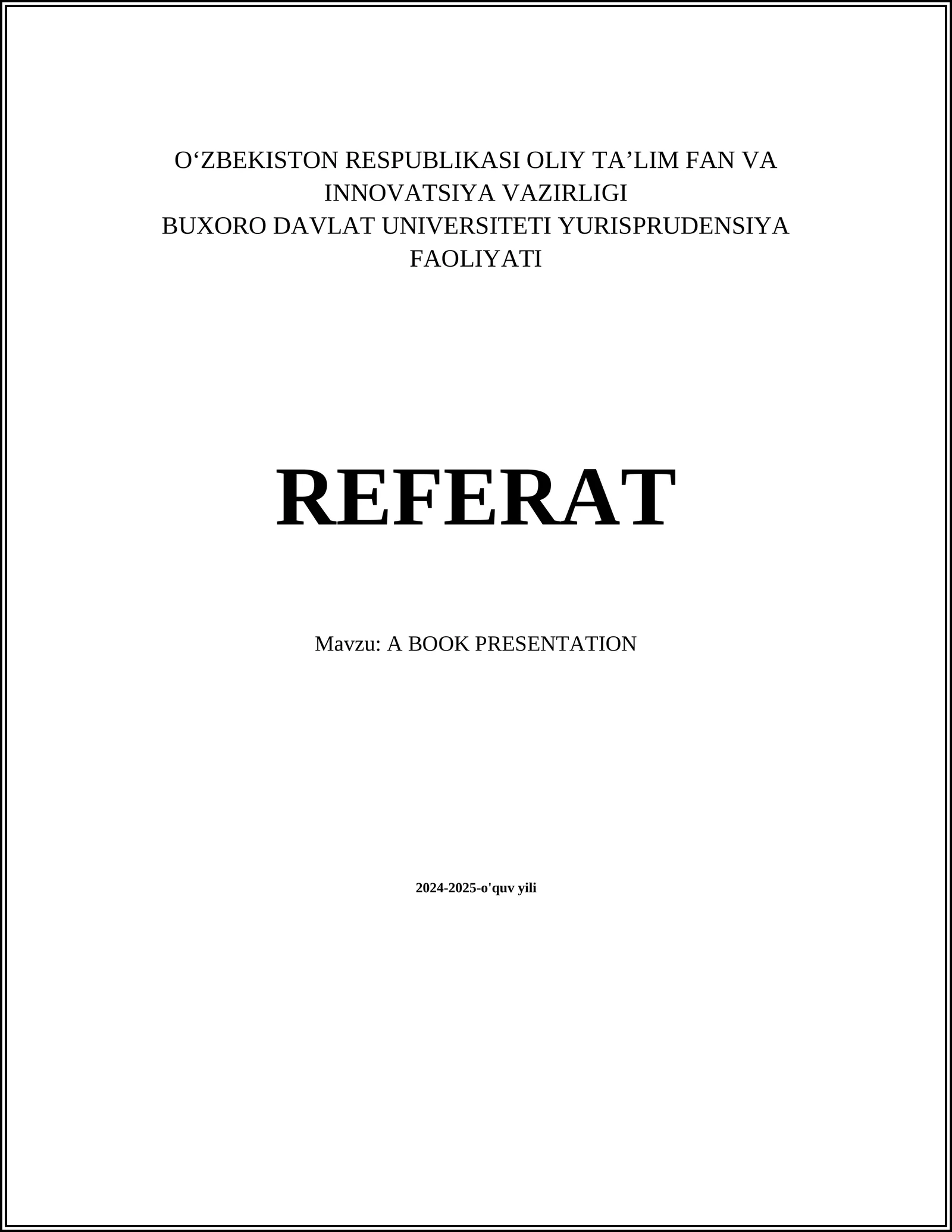 A BOOK PRESENTATION