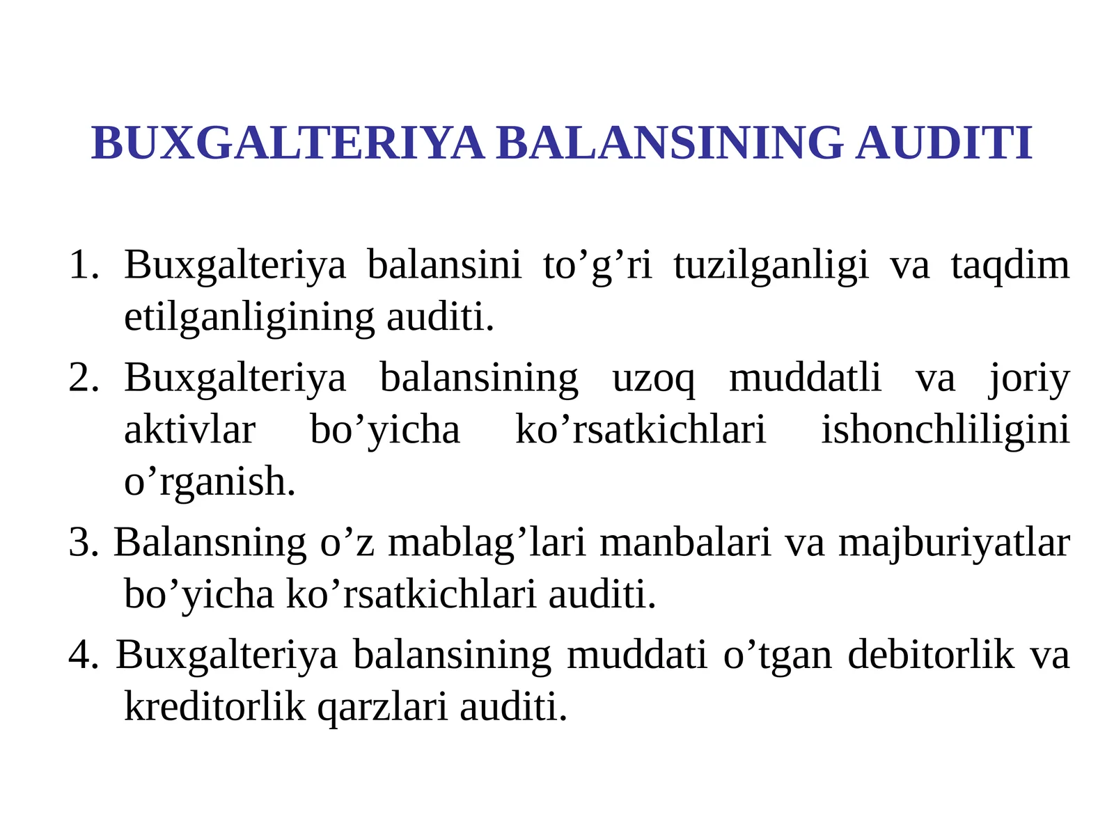 BUXGALTERIYA BALANSINING AUDITI