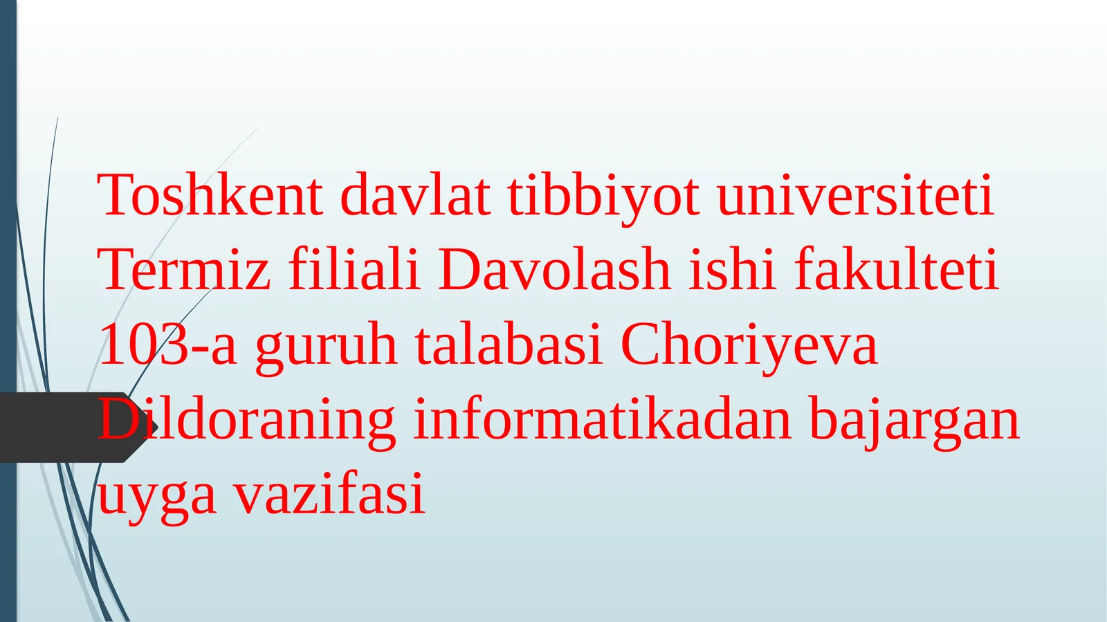 Informatika fanidan uy vazifasi