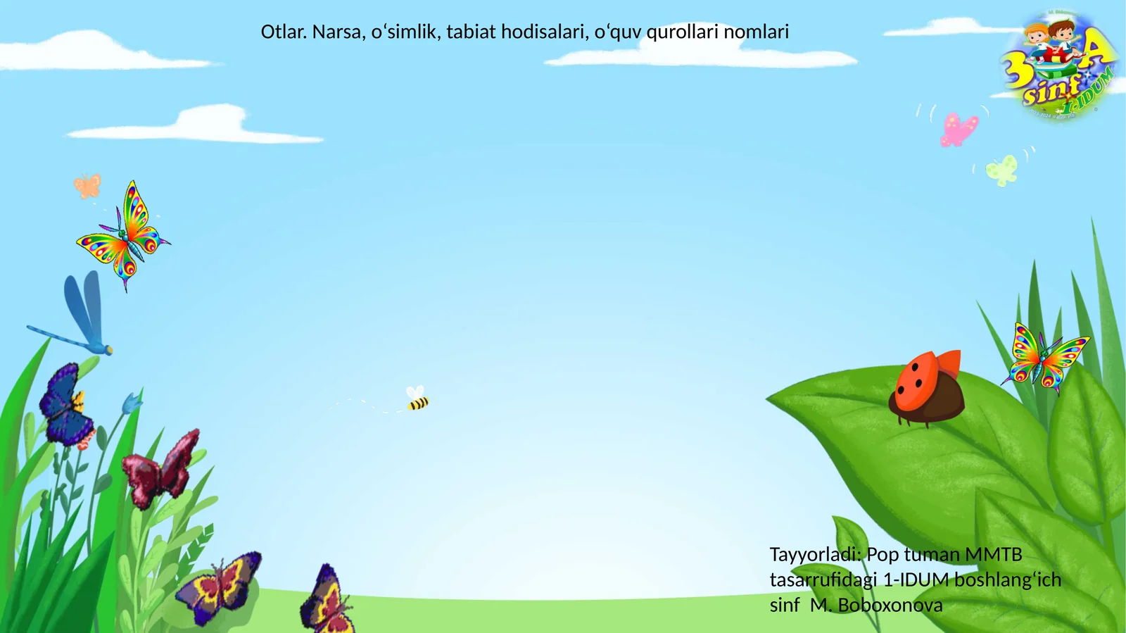 Otlar. Narsa, o‘simlik, tabiat hodisalari, o‘quv qurollari nomlari